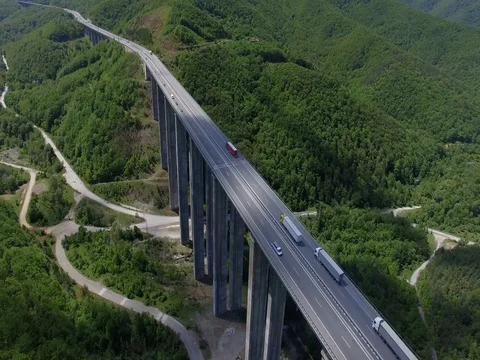 Bridge of a highway in a nature Stock Footage 76080668