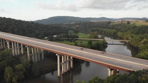 Bridge Highway over River And Countryside Stock Footage 145776177