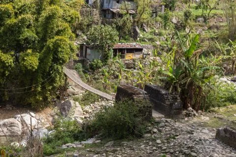 Bridge in the Himalayas Stock Photos