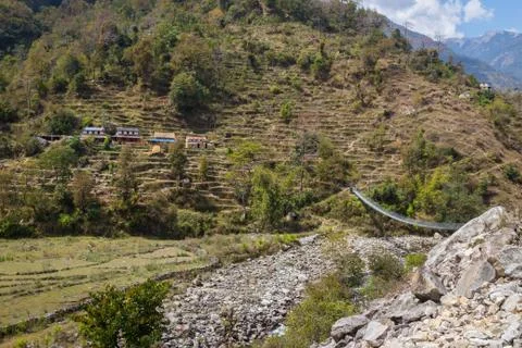 Bridge in the Himalayas Foto stock