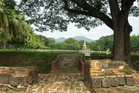 Bridge in the historical park in sukhothai Stock Photos