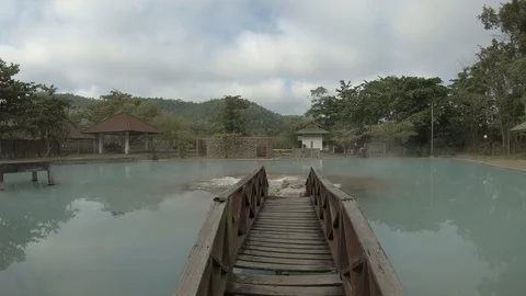 A bridge at a hot spring area at Mae Hong Son, Thailand Stock Footage 101237391