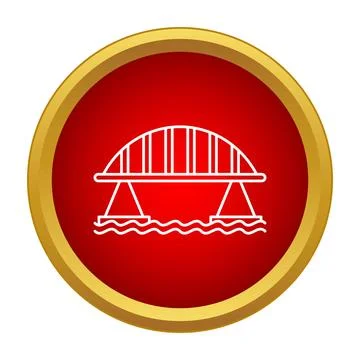 Bridge icon with arch design over water Ilustración de archivo