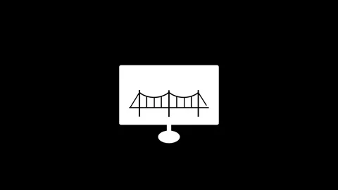 Bridge icon with arrow symbol isolated on monitor background Stock Footage 263874232