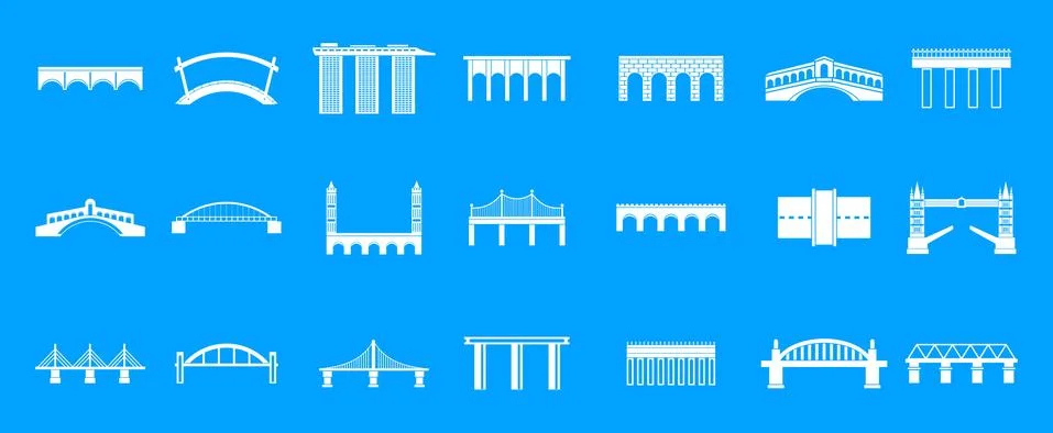 Bridge icon blue set vector Ilustração Stock