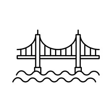 Bridge icon element of building icon for mobile concept and web apps. Thin li Ilustración de archivo