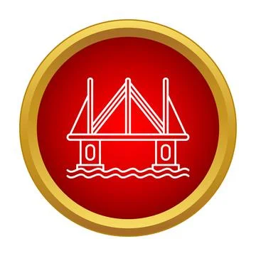 Bridge icon outlining connection and infrastructure across water Stock Illustration