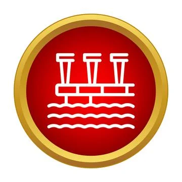 Bridge icon over water inside circular frame イラスト素材