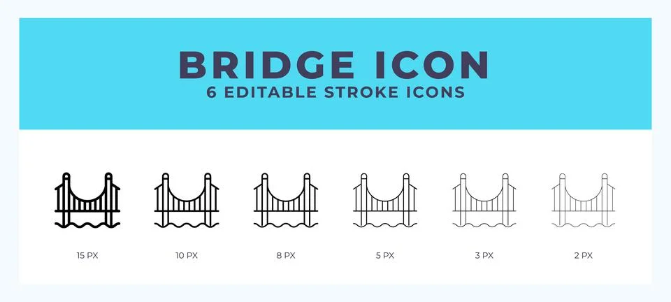 Bridge icon vector for web. And mobile app. Editable stroke outline icon. Stock Illustration