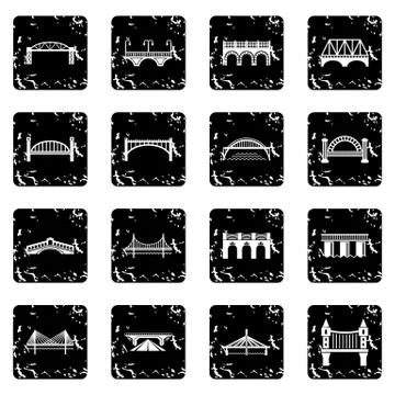 Bridge icons set grunge vector Ilustração Stock