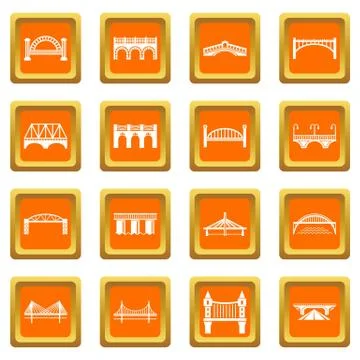 Bridge icons set orange square vector Ilustração Stock