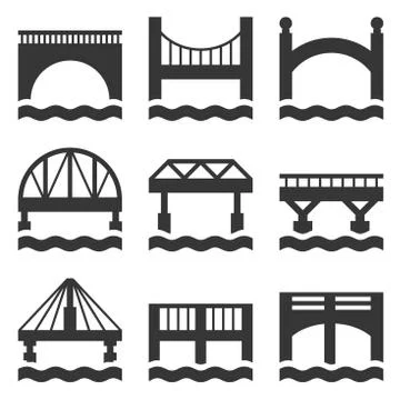 Bridge Icons Set. Vector Stock Illustration
