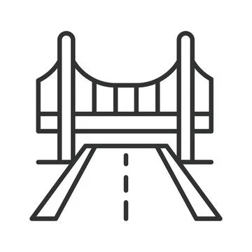 Bridge infrastructure and road icon in line design. Bridge, infrastructure, road Stock Illustration
