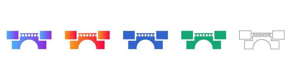 Bridge Infrastructure Connection Icon Set Stock Illustration