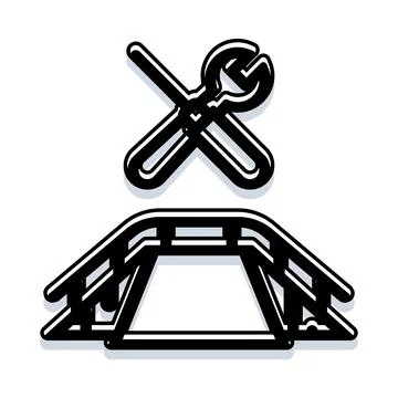 Bridge infrastructure repair maintenance engineering service icon Stock Illustration