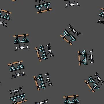 Bridge inspection drone vector seamless pattern 스톡 일러스트