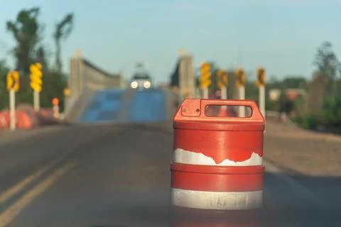 Bridge interrupted and under construction in southern Brazil. Stock Photos