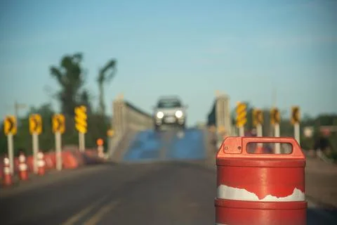 Bridge interrupted and under construction in southern Brazil. Stock Photos