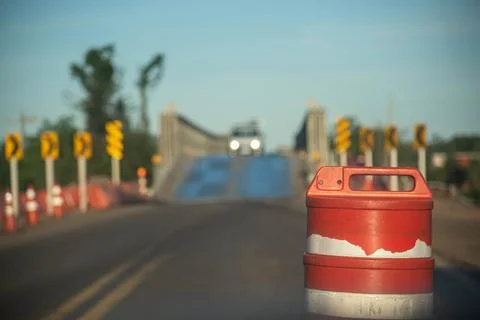 Bridge interrupted and under construction in southern Brazil. Stock Photos