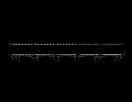 Bridge. Isolated on black background. Vector outline illustration.Top view. Stock Illustration