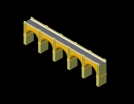 Bridge. Isolated on black background. Vector illustration.Isometric view. 스톡 일러스트