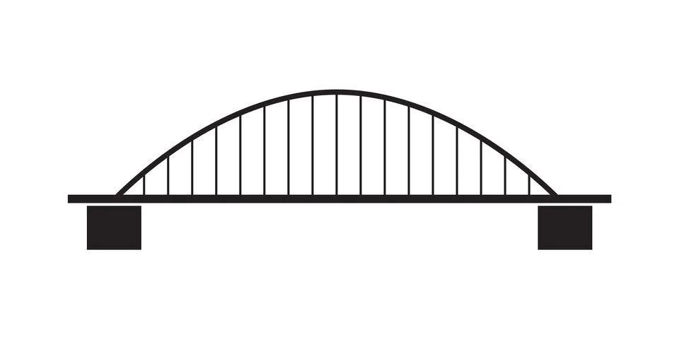 Bridge isolated on white background. Side view. Modern bridge Stock Illustration