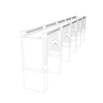 Bridge. Isolated on white background. Vector outline illustration. Stock Illustration