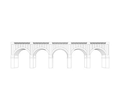 Bridge. Isolated on white background. Vector outline illustration.Side view. Stock Illustration