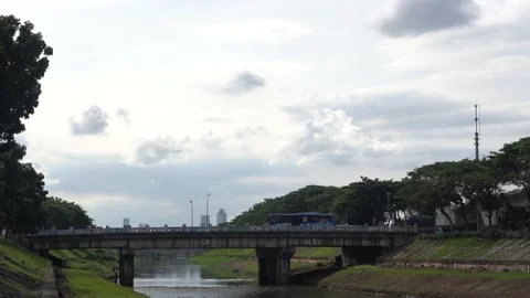 Bridge in Jakarta River Video stock 145083390