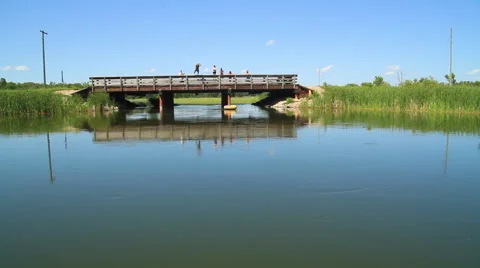 Bridge Jumping into Otter Tail River Minnesota Stock-Footage 66346587