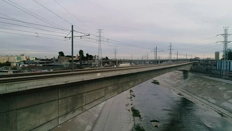 Bridge La River Aerial View 4K Stock Footage 87822950