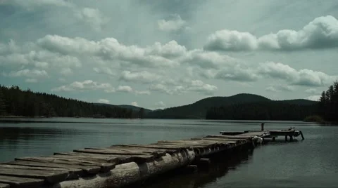 Bridge in the Lake Clouds Timelapse 4K Stock Footage 63601315