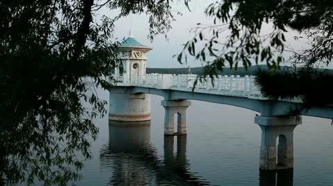 Bridge at lake Stock Footage 21250209