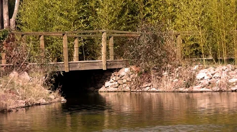 Bridge on the Lake Stock Footage 35873299