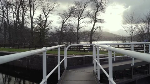 Bridge lake mountains Stock Footage 167668356