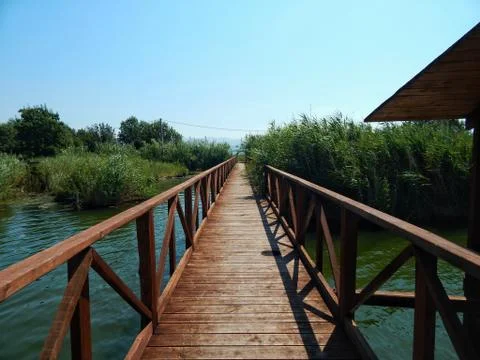 Bridge on the lake 스톡 사진