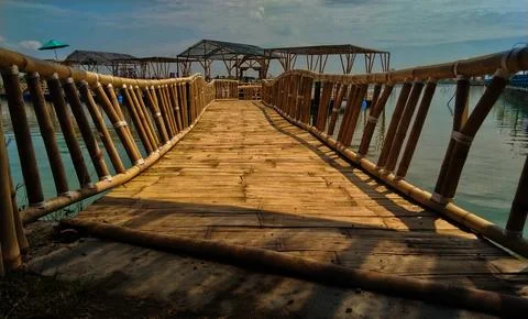 Bridge on the lake 스톡 사진