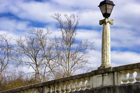 Bridge Lamp Post and cloudy skies Stock-Fotos