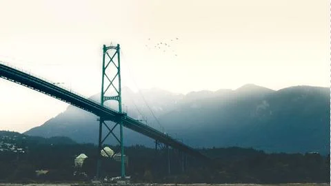 Bridge Landscape With Mountains Stock Photos