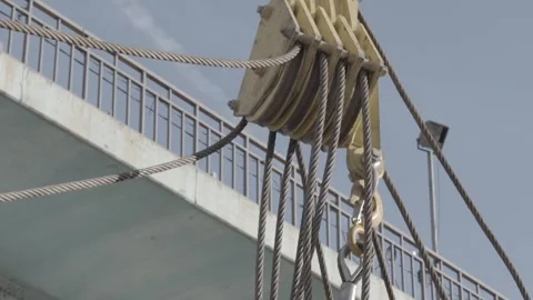 Bridge, lifting structures, winch, metal cables Stock Footage 275336456