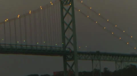 Bridge Lights At Night Scene (HD) Stock Footage 11398842
