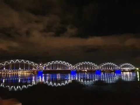 Bridge with lights Stock Photos