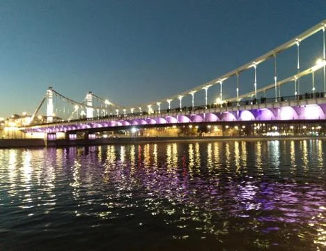 Bridge with lights. Stock Photos
