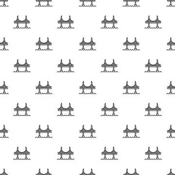 Bridge line art icon seamless pattern drawing Stock Illustration