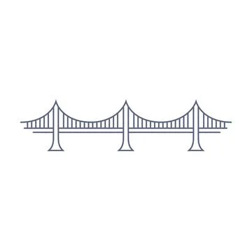 Bridge line vector icon - suspension bridge simple pictogram in linear style on 스톡 일러스트