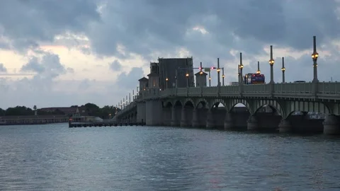 Bridge of Lions drawbridge in St. Augustine Florida. Exclusive Stock Footage 195953368