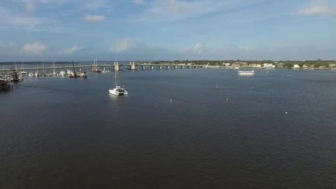 Bridge of Lions in Saint Augustine, Florida (Aerial) Stock Footage 79799828