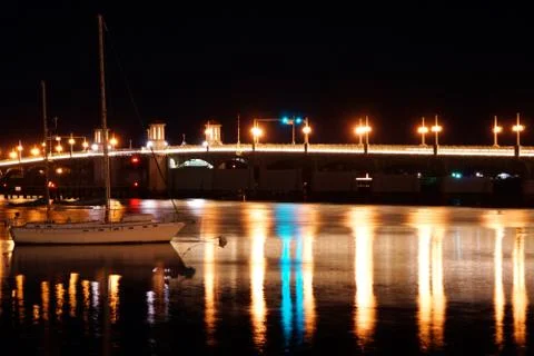Bridge of Lions Saint Augustine at night Stock Photos