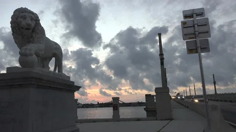 Bridge of Lions in St. Augustine Florida. Exclusive Stock Footage 195952938