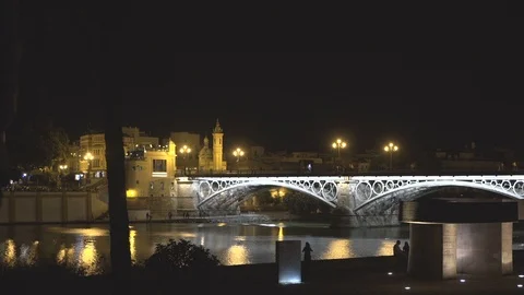 Bridge Lit in the Night Video stock 97122650